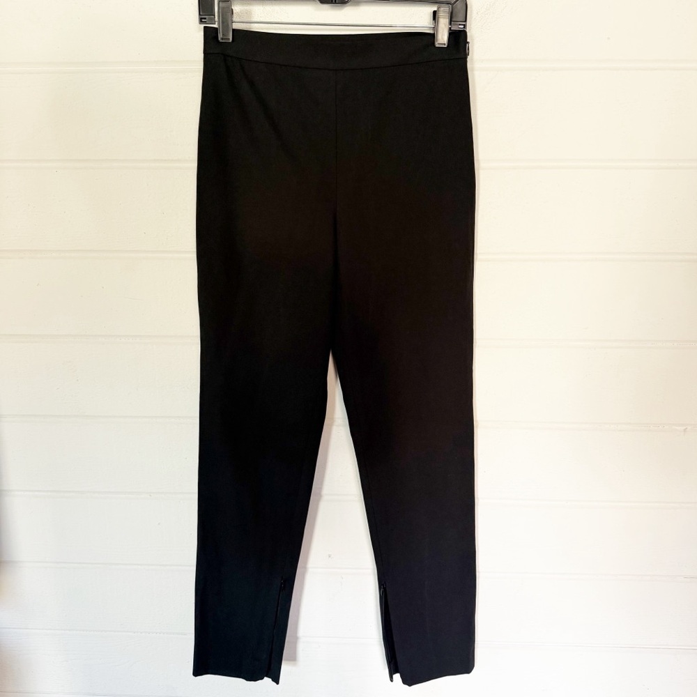 St. John Black Stretchy Ankle Pants Zip Slit Hem Women’s Size 4 (Waist 29”)